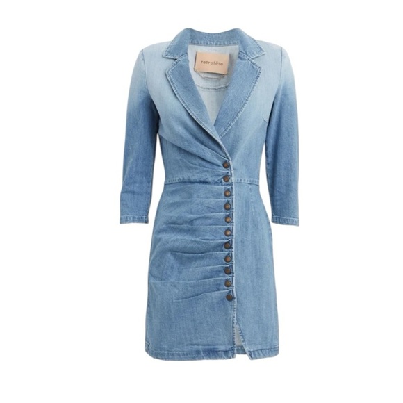 RETROFÊTE - NWT Willa Denim Button-Down Mini Dress Sz M - Picture 2 of 12